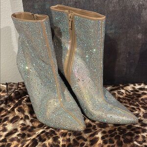 Sparkling Silver Ankle Boots